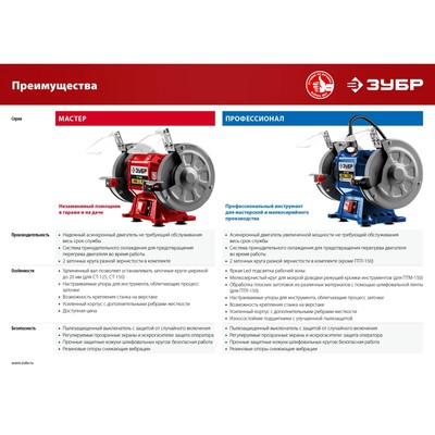 Станок заточной ЗУБР СТ-200, 220 В, 400 Вт, 2950 об/мин, диски 250×32×20 мм