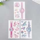 Татуировка на тело цветная в виде часов "Единороги" блёстки 12х7,5 см, МИКС (комплект 3 шт) - фото 21655498