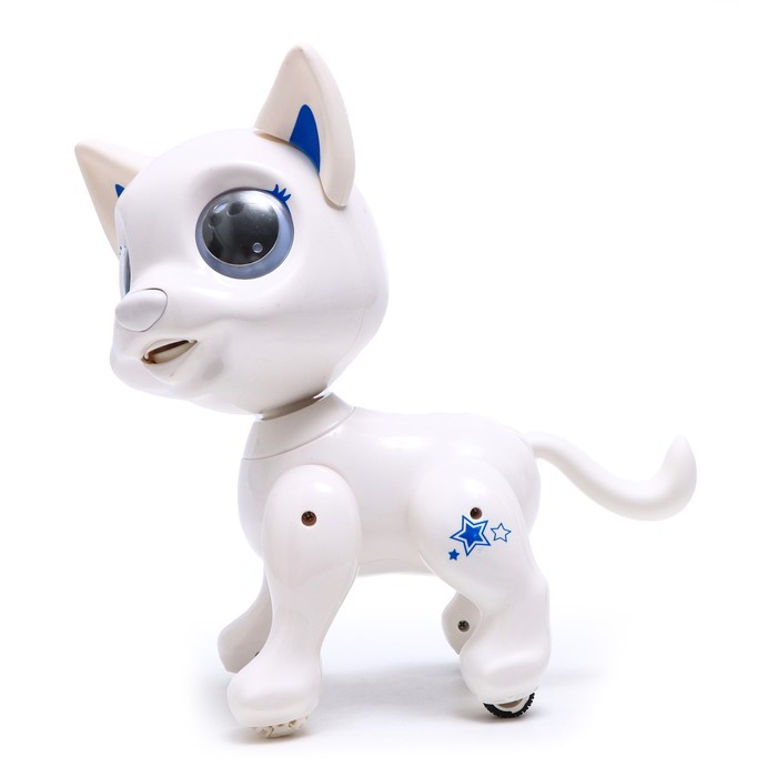 Робот собака «Питомец» IQ BOT, на пульте управления, интерактивный: звук, свет, на батарейках, белый - фото 1904563447