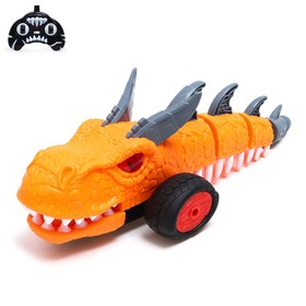 Динозавр радиоуправляемый "Дракон", работает от батареек, цвет оранжевый