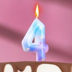 Свеча в торт на шпажке "Звездопад", цифра 4, 5,5 см - фото 3218184
