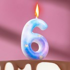 Свеча в торт на шпажке "Звездопад", цифра 6, 5,5 см - фото 9822822