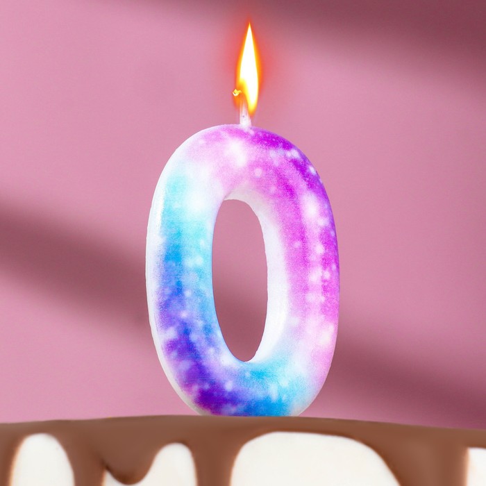 Свеча в торт на шпажке "Галактика", цифра 0, 5,5 см - Фото 1