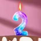 Свеча в торт на шпажке "Галактика", цифра 2, 5,5 см - Фото 1