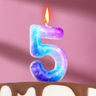 Свеча в торт на шпажке "Галактика", цифра 5, 5,5 см - фото 318941178
