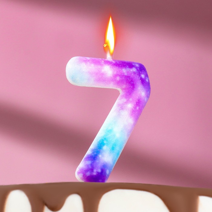 Свеча в торт на шпажке "Галактика", цифра 7, 5,5 см - Фото 1