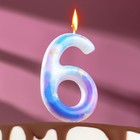 Свеча в торт на шпажке "Звездопад", цифра 6, 9 см, ГИГАНТ - Фото 1
