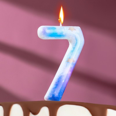 Свеча в торт на шпажке "Звездопад", цифра 7, 9 см, ГИГАНТ