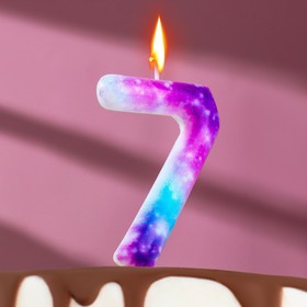 Свеча в торт на шпажке "Галактика", цифра 7, 9 см, ГИГАНТ