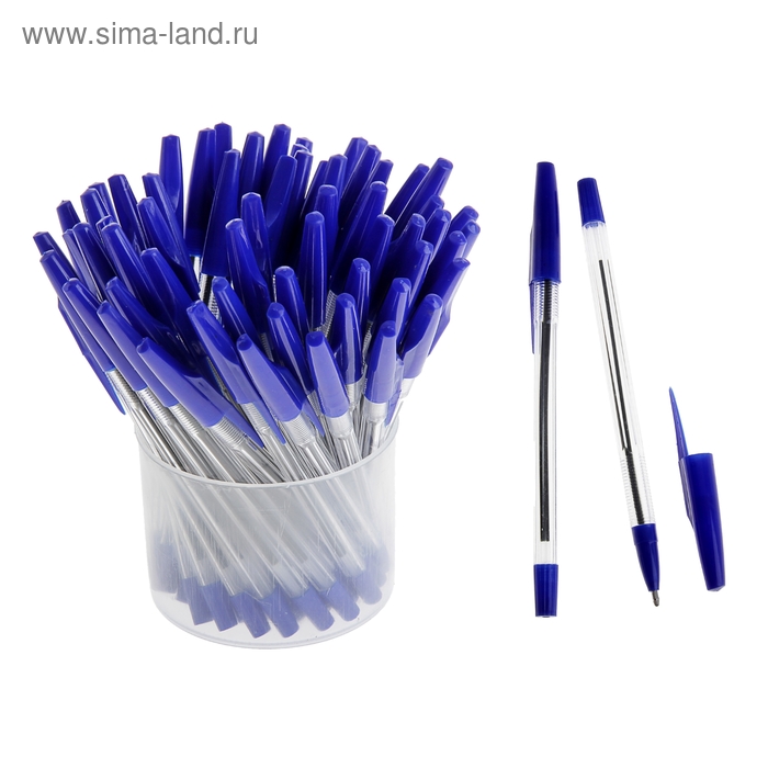 Ручка шариковая 0.7 мм, синий колпачок, рифлёный держатель, стержень синий - Фото 1
