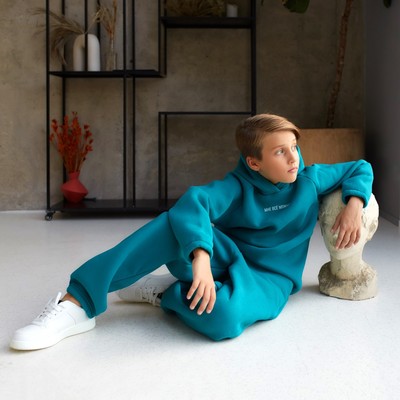 Костюм детский (худи, брюки) MINAKU: Basic Line KIDS, oversize, цвет изумруд, рост 116 см