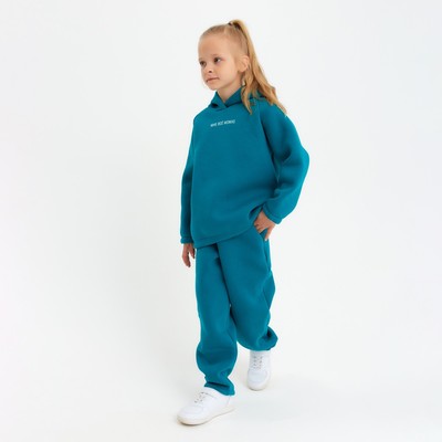 Костюм детский (худи, брюки) MINAKU: Basic Line KIDS, oversize, цвет изумруд, рост 140 см