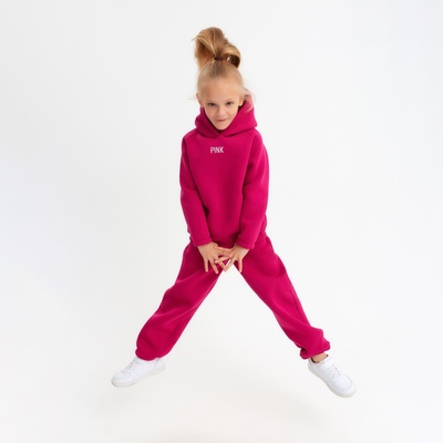 Костюм детский (худи, брюки) MINAKU: Basic Line KIDS, oversize, фуксия, рост 104 см