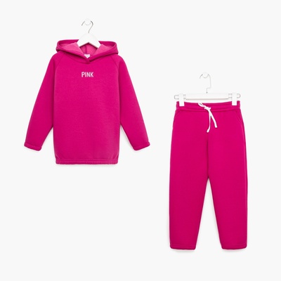 Костюм детский (худи, брюки) MINAKU: Basic Line KIDS, oversize, фуксия, рост 104 см