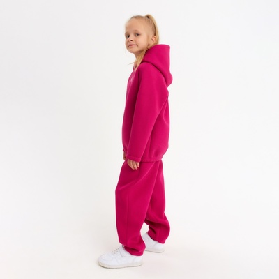 Костюм детский (худи, брюки) MINAKU: Basic Line KIDS, oversize, фуксия, рост 128 см