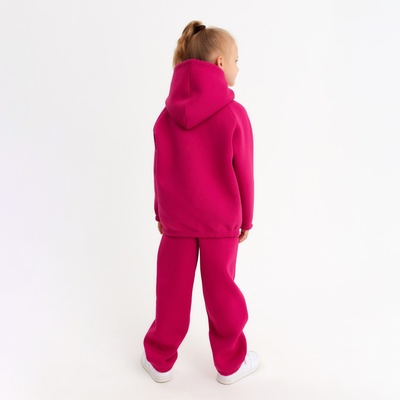 Костюм детский (худи, брюки) MINAKU: Basic Line KIDS, oversize, фуксия, рост 128 см
