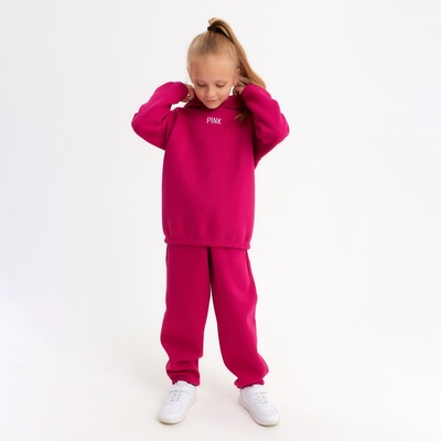 Костюм детский (худи, брюки) MINAKU: Basic Line KIDS, oversize, фуксия, рост 128 см