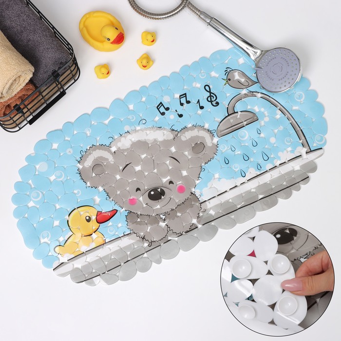 SPA-коврик для ванны на присосках «Мишка в ванне», 36×69 см - Фото 1
