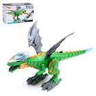 Динозавр «Техно», эффект дыма, свет и звук, работает от батареек, цвет зелёный - фото 9823584