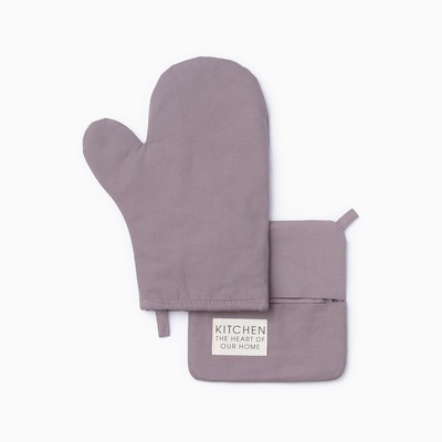 Кухонный набор Этель Kitchen, цвет сиреневый, варежка-прихватка 18×29 см, прихватка 19×19 см