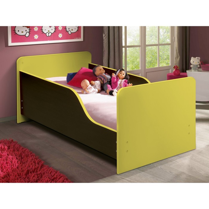 Кровать детская с бортом «Малышка №2», 600 × 1400 мм, цвет венге / жёлтый - фото 1919328804