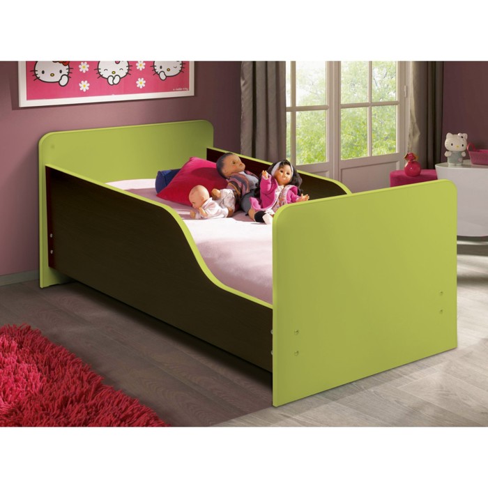 Кровать детская с бортом «Малышка №2», 600 × 1400 мм, цвет венге / лайм - фото 1919328805