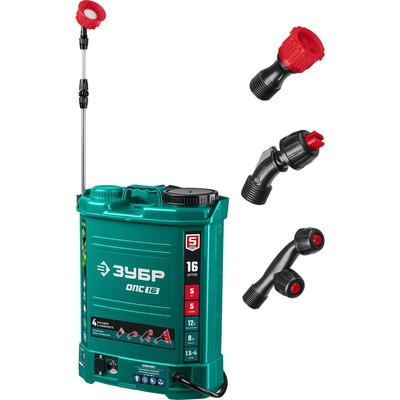 Опрыскиватель аккум. ЗУБР ОПС-16, 12 В, 8 Ач, свинцово-кислотный, 5 л/мин, 1.5-4 бар, 16 л