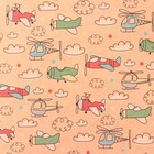 Бумага упаковочная крафтовая «Самолёты», 50 х 70 см (комплект 10 шт) - фото 59780279