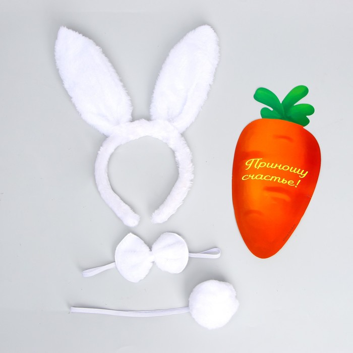 Карнавальный набор «Классный зайчик» (ободок-ушки+ хвостик+ бабочка+ морковка) - Фото 1