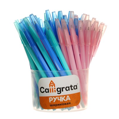 Ручка шариковая 0,5мм синяя, корпус Пастель МИКС тонированный колпачек