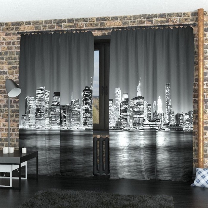 Фотошторы «Черно-белый Манхеттен», размер 150 × 260 см, димаут - Фото 1