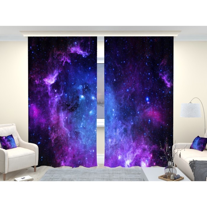 Фотошторы «Фиолетовое звёздное небо», размер 150 × 260 см, димаут - Фото 1