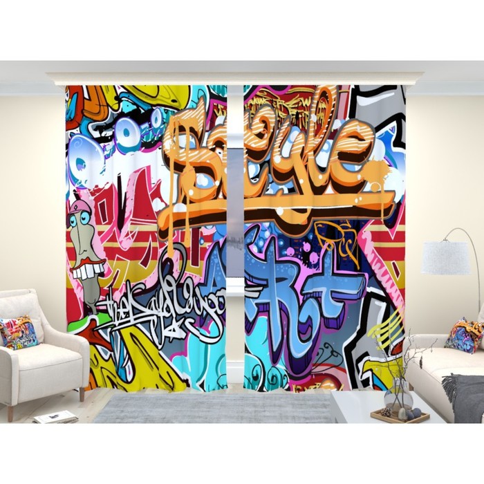 Фотошторы «Граффити», размер 150 × 260 см, димаут - Фото 1