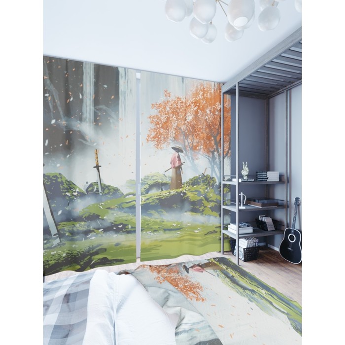 Фотошторы «Самурай в саду», размер 150 × 260 см, димаут - Фото 1