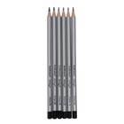 Набор карандашей чернографитных различной твердости 6 штук, ErichKrause, грифель d=2.2 мм, шестигранные, ударопрочные, серебро, в коробке - Фото 2
