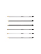 Набор карандашей чернографитных различной твердости 6 штук, ErichKrause, грифель d=2.2 мм, шестигранные, ударопрочные, серебро, в коробке - Фото 2