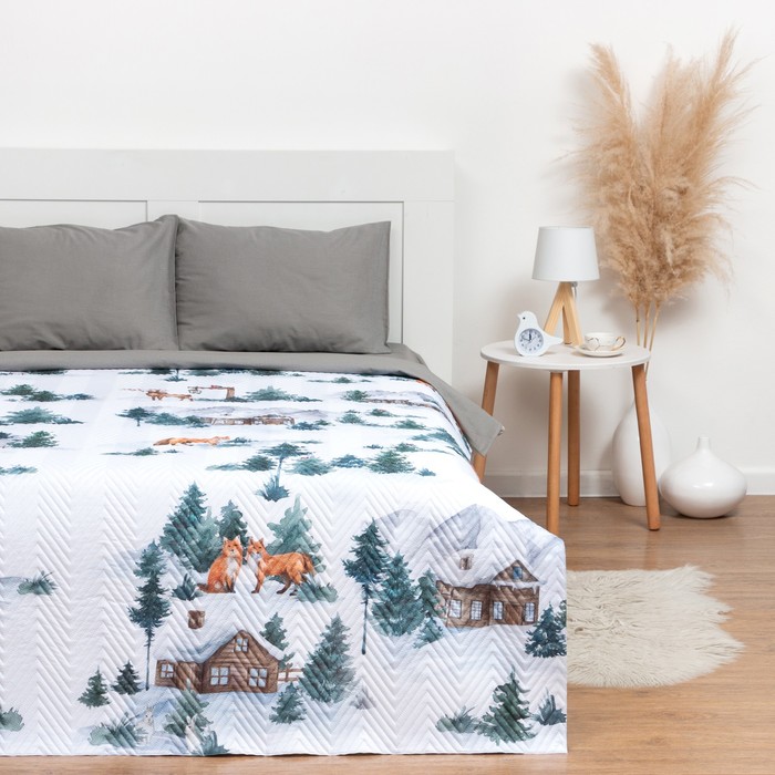 Покрывало "Этель" 1,5 сп Winter village, 145х210см, микрофибра - Фото 1