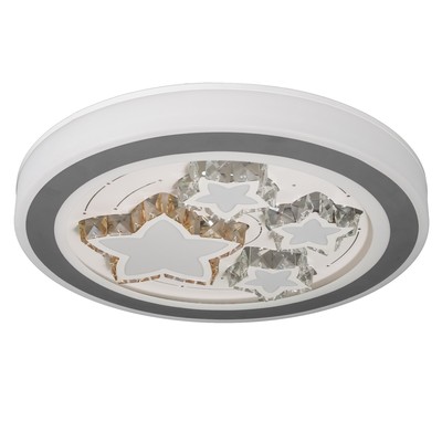 Люстра с ПДУ «Звездный» LED 160 Вт 3000-6000К серо-белый 52×52×8.5 см BayerLux