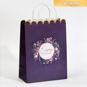Пакет подарочный крафтовый «Enjoy», 23 × 30 × 12 см