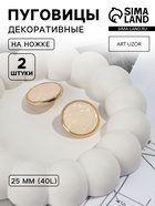 Пуговицы на ножке, металлические, d=25 мм, набор 2 шт., цвет золотой, розовый кварц - Фото 1