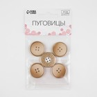 Набор пуговиц, 4 прокола, d = 25 мм, 5 шт, цвет бежевый градиент 7635981 - фото 16229880
