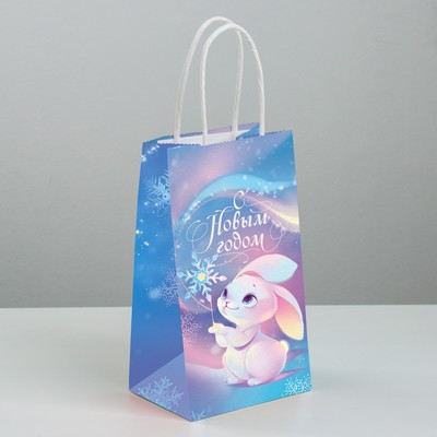 Пакет подарочный новогодний крафтовый «Новогоднее чудо», 12 х 21 х 9 см