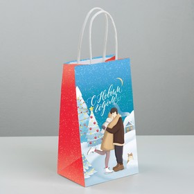 Пакет подарочный крафтовый «Люблю», 12 × 21 × 9 см