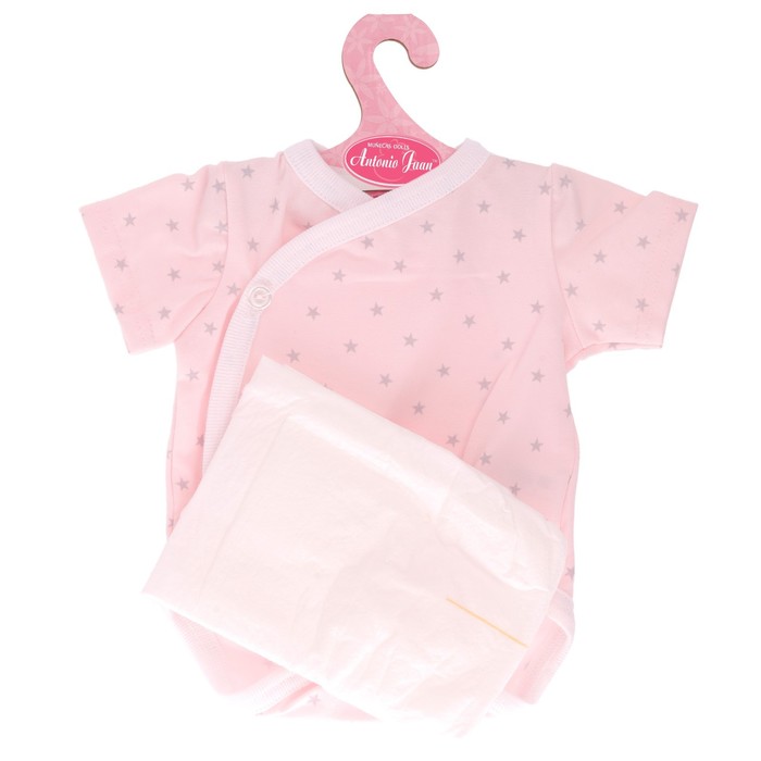 Одежда для кукол и пупсов 40-45 см, боди розовое со звёздами, подгузник - Фото 1