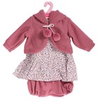 Одежда для кукол и пупсов 50-55 см, платье, жакет розовый, вязаные трусики - фото 9826809