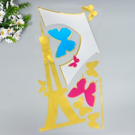 Наклейка интерьерная зеркальная "Эйфелева башня" цветная 60х32 см