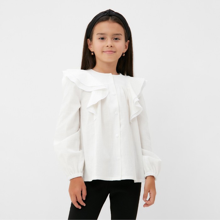Рубашка для девочи KAFTAN, размер 34 (122-128), цвет белый