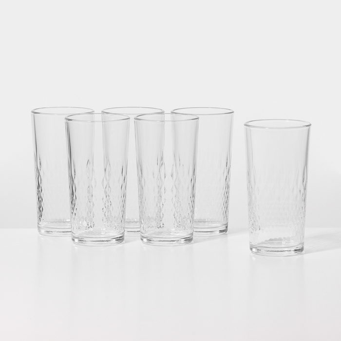 Набор высоких стеклянных стаканов «Геометрия», 230 мл, 6 шт - Фото 1