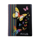 Тетрадь А4 80л клетка, на гребне "Бабочки" обложка картонная, выборочно блестки - Фото 1