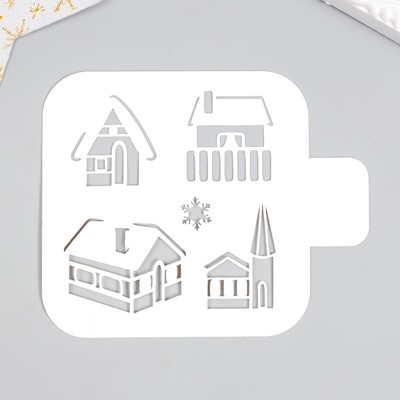 Трафарет пластиковый "Домики" 9х9 см